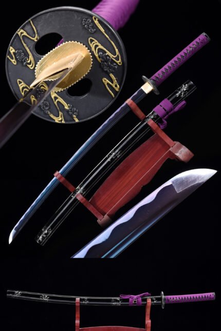 Handmade Japanese Samurai Katana Sword With Purple Blade